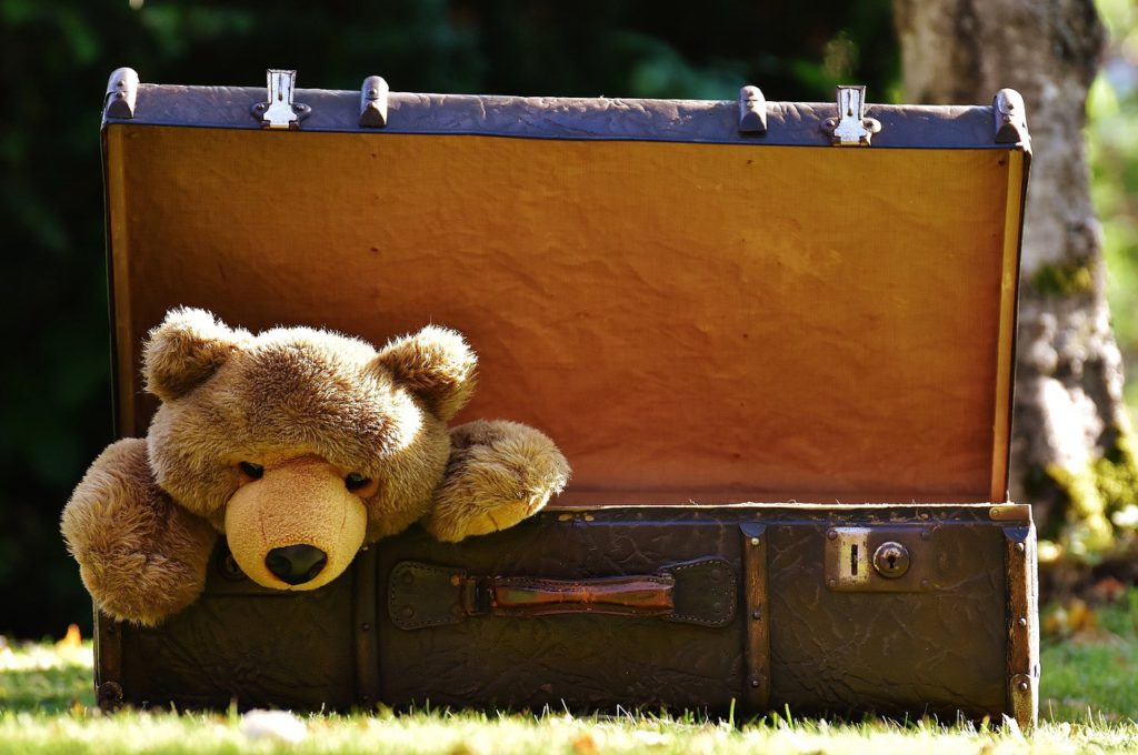 box with teddy bear