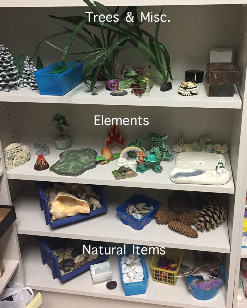 natural items for sandtray therapy 